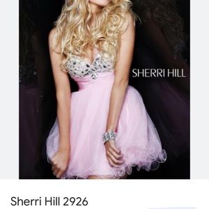 Sherri Hill Pink Broken Glass Formal Prom Size 4 very good preowned condition